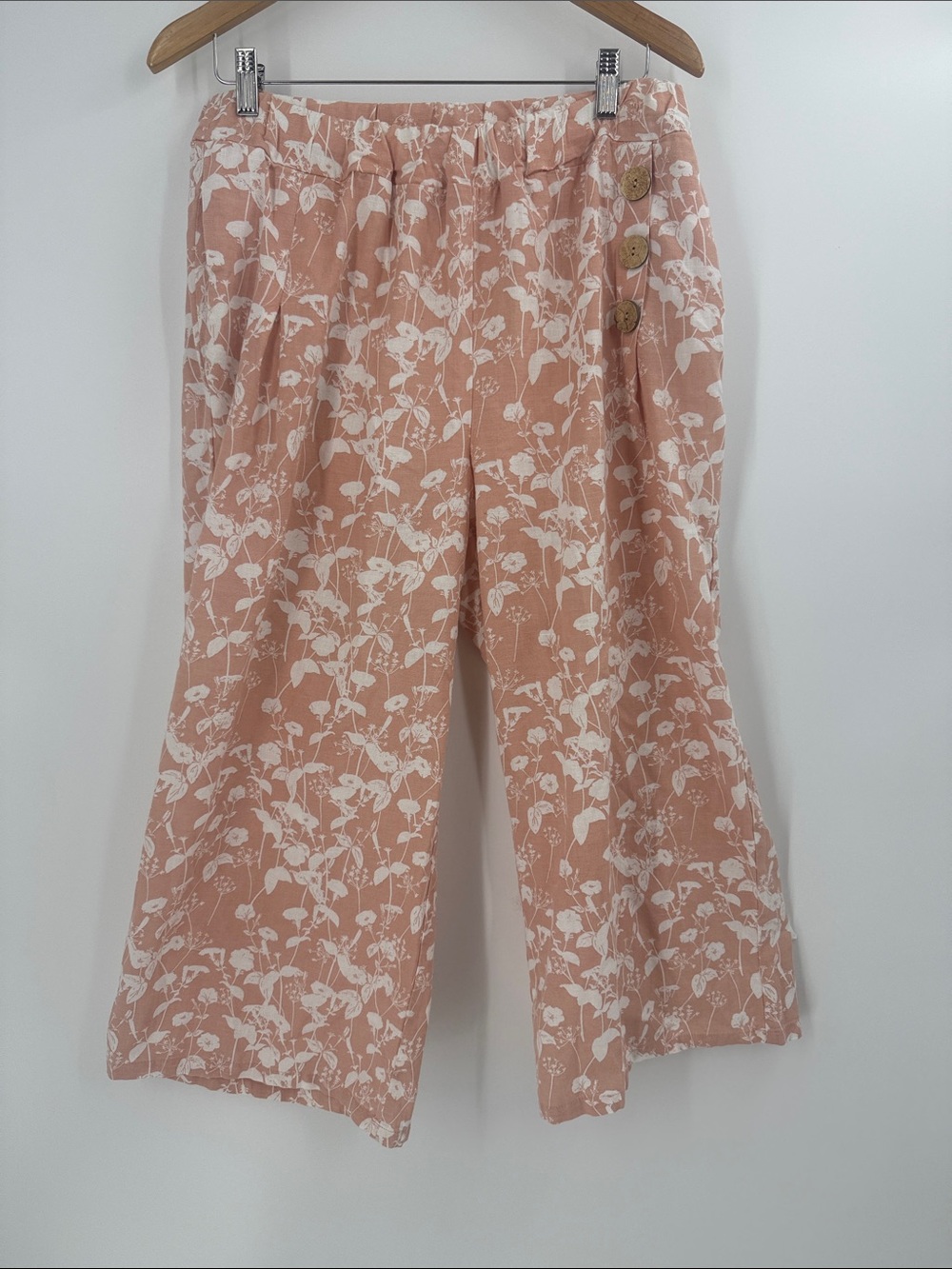 Kaktus linen blend crop wide leg womans summer pants size large